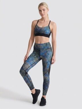 Alala Blue & Black Patterned Performance Leggings with Matching Sports Bra